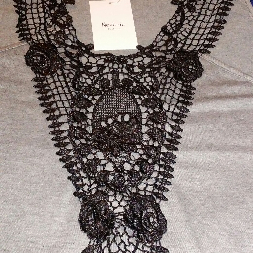 Gray and black lace Tank top